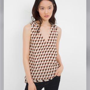 White House Black Market Printed Silk High-Low Tank